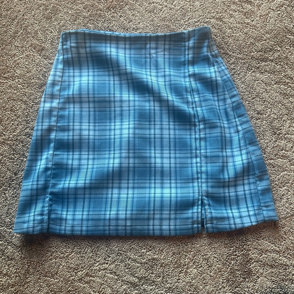 Brandy Melville blue plaid Cara skirt!